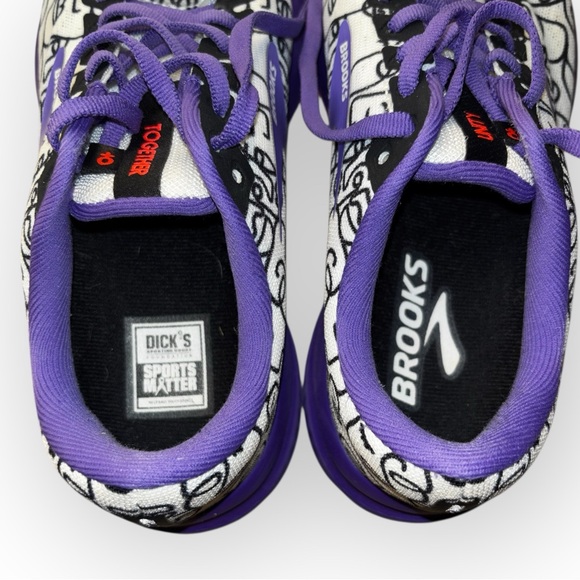 Brooks Launch 7 UNITY Women’s Running Shoes | Purple & Black Faces Print Size 7 - Picture 2 of 6